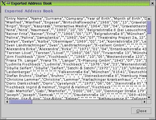 Export Dialog Textfeld